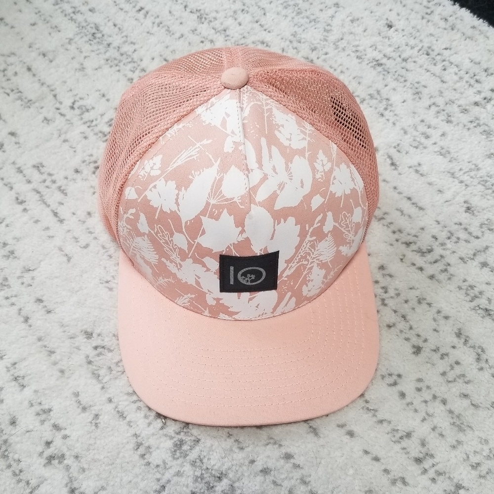 Pink and white trucker fit hat